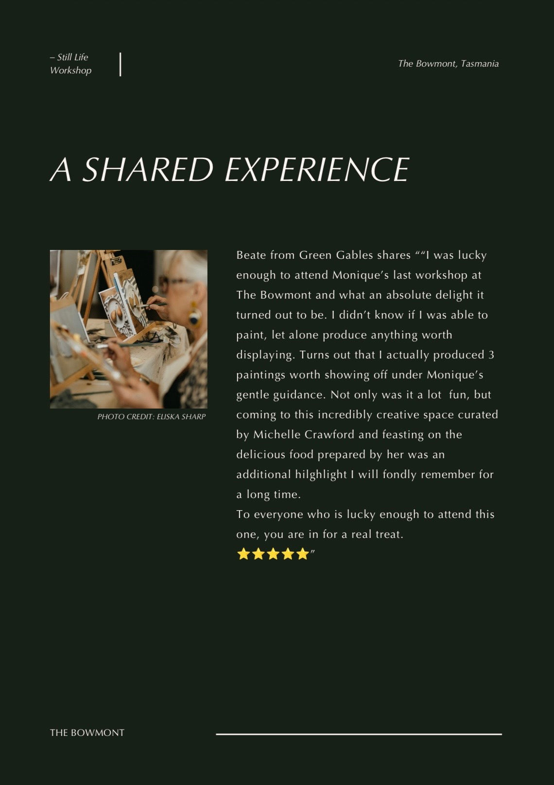 Booking deposit for Still Life Workshop Ticket