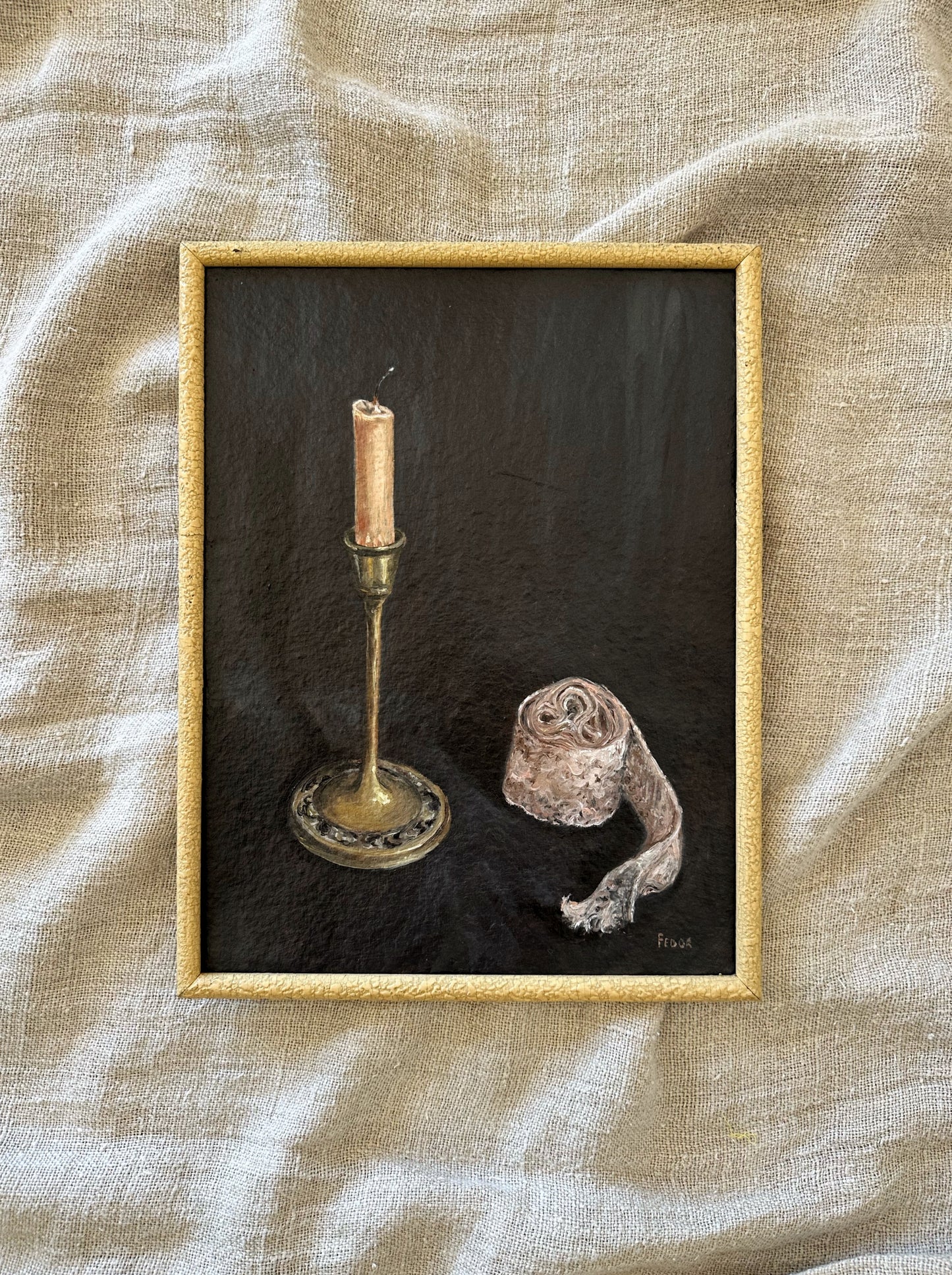 Rose Candle with French Lace